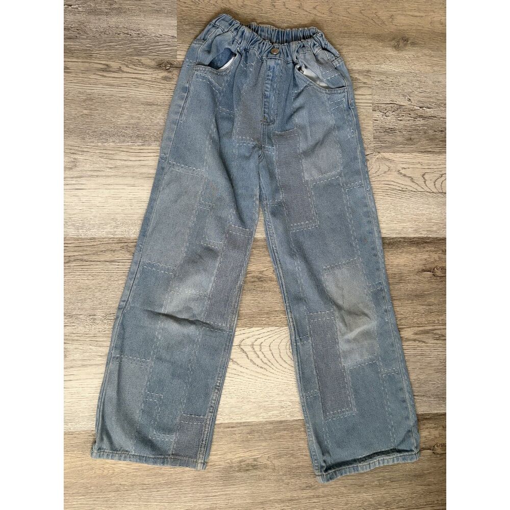 Patchwork denim pants